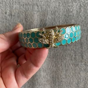 Turquoise and gold bee/honeycomb bracelet